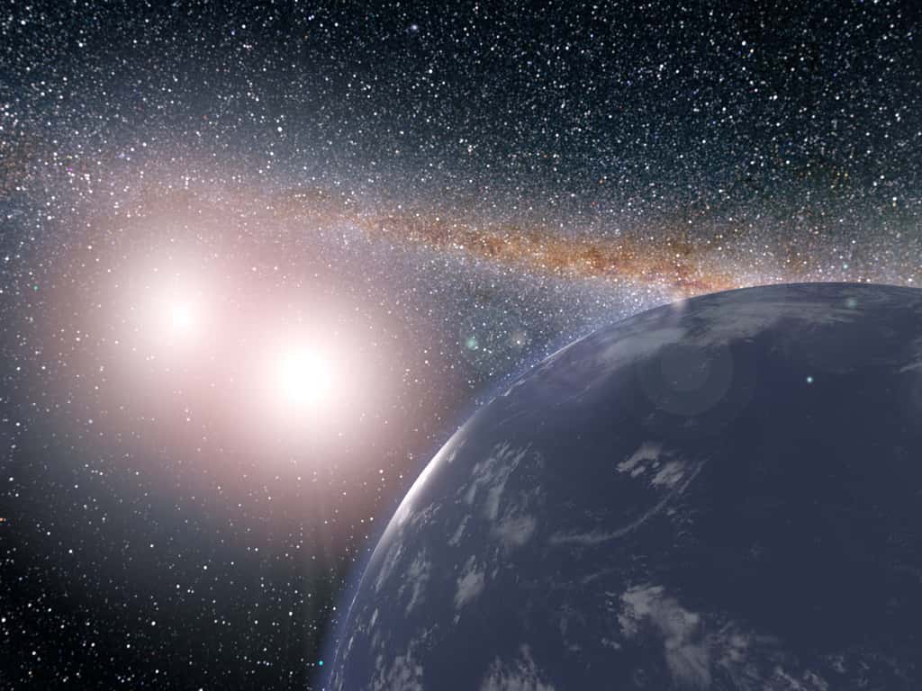 Voici à quoi pourrait ressembler une planète semblable à la Terre dans le système double Kepler 35. © Nasa, JPL-Caltech