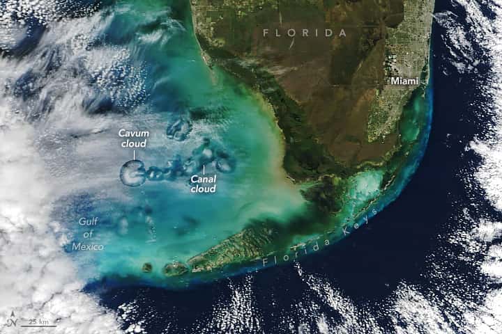 Les étranges trous circulaires à l'ouest de la Floride le 30 janvier 2024. © NASA