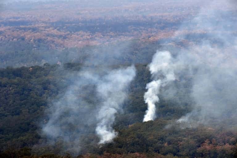 Vue aérienne des feux de forêts en Nouvelle-Galles-du-Sud, le15 janvier 2020 en Australie. © Saeed Khan, AFP, Archives