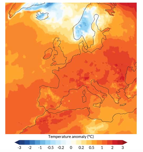 L'écart des températures à la normale en France en 2023. © Copernicus