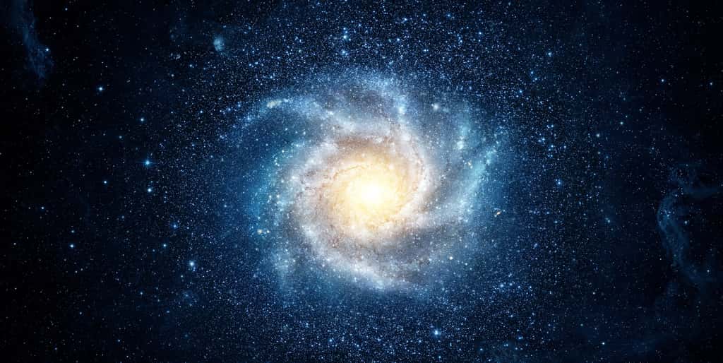 Illustration d'une jeune galaxie spirale. © Tryfonov, Adobe Stock