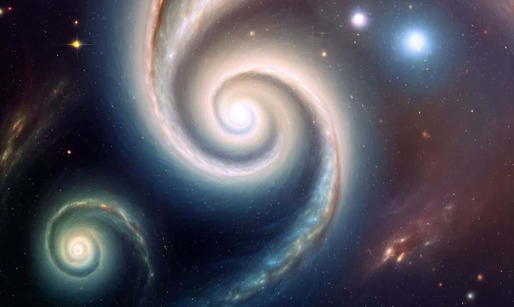 Les galaxies spirales vues par l'IA DALL-E. © 2023 Microsoft Corporation