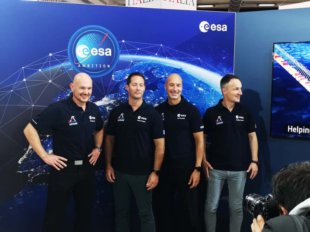 De gauche à droite : Alexander Gerst, Thomas Pesquet, Luca Parmitano, Matthias Maurer. Gerst sera responsable du nouveau groupe d'astronautes de l'ESA, mais les autres feront eux aussi les mentors. © Daniel Chrétien, Futura