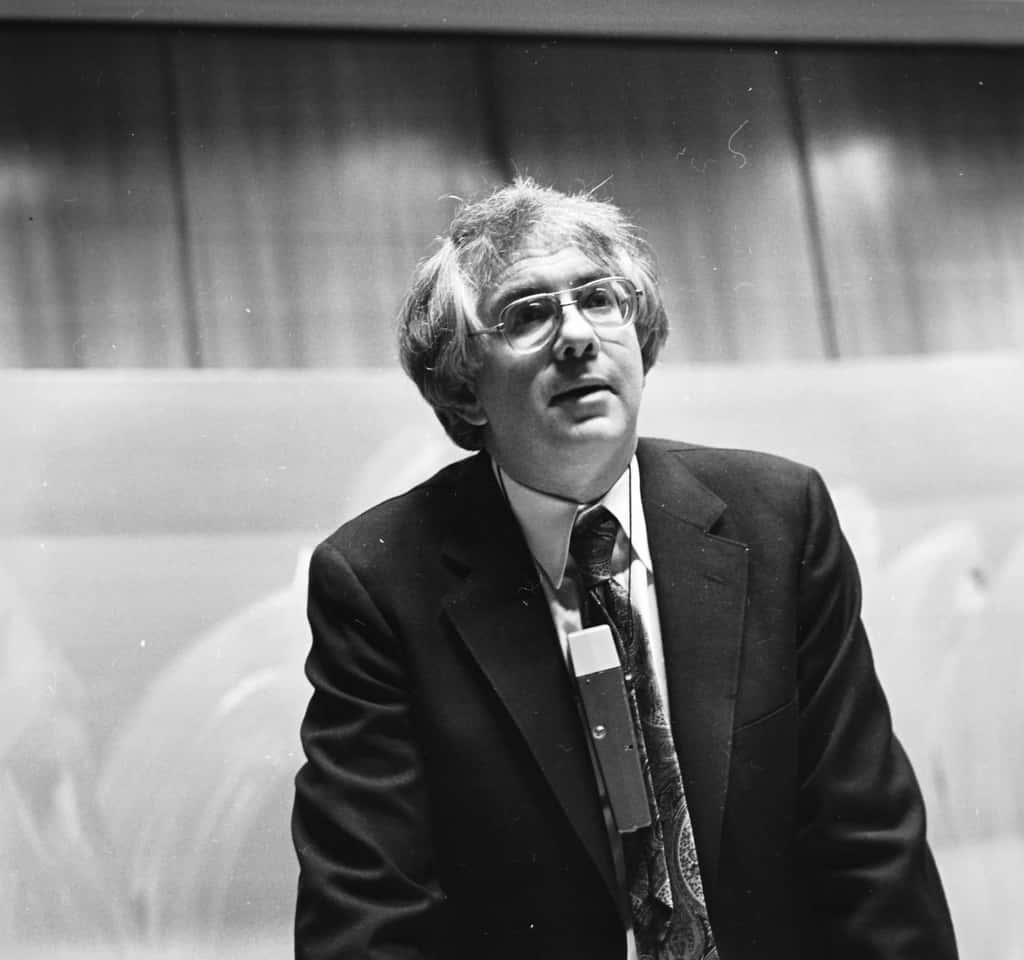 Le prix Nobel Sheldon Glashow dans le célèbre amphi du Cern en 1979. © Cern PhotoLab