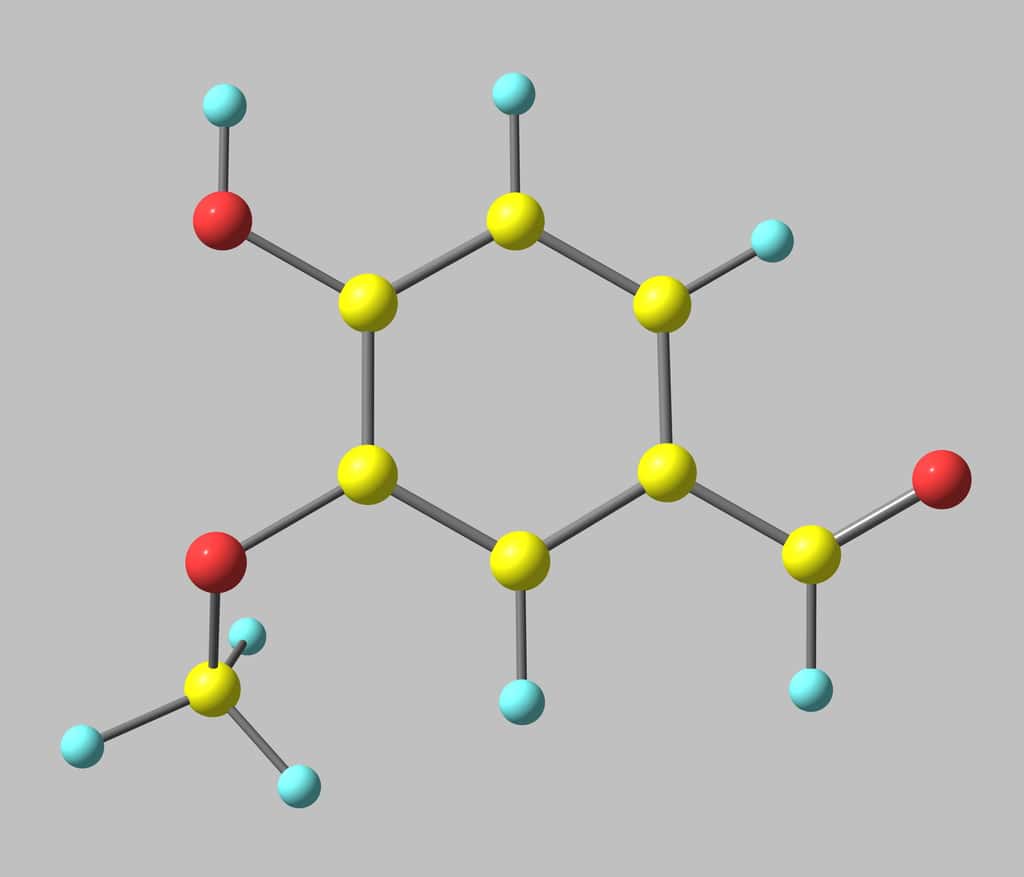 La vanilline (C<sub>8</sub>H<sub>8</sub>O<sub>3</sub>) est le plus souvent obtenue par synthèse chimique à partir de lignine. © ollaweila, Fotolia