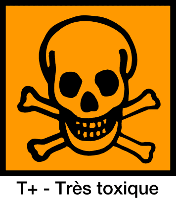 La présence de ce symbole sur un produit signifie qu’il contient des substances toxiques, et même très toxiques (T+). © Yves Guillo, domaine public