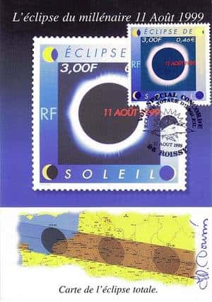 Un timbre consacré à l'éclipse totale émis par La Poste. 
