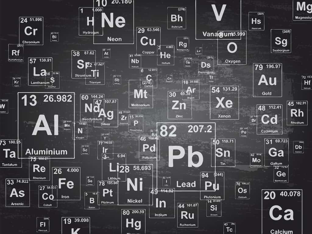 Le tableau périodique des éléments donne les masses molaires atomiques (en haut, à droite). © Eyematrix, Adobe Stock