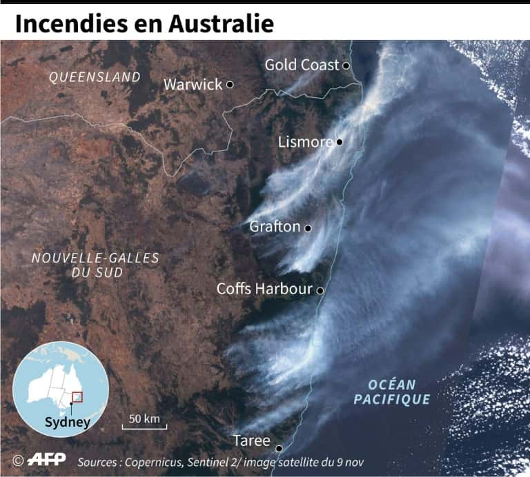 Localisation des incendies en Australie. © Patricio Arana, AFP