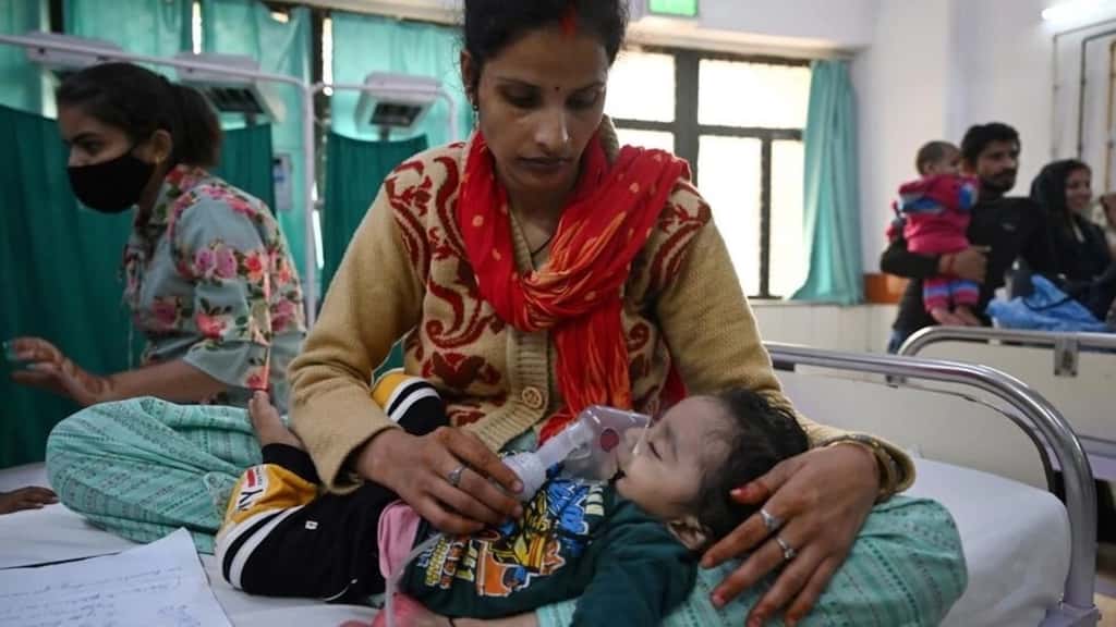 Selon une étude publiée dans la revue Lung India en 2021, près d'un écolier sur trois à Delhi souffre d'asthme et d'obstruction des voies respiratoires. © Arun Sankar, AFP