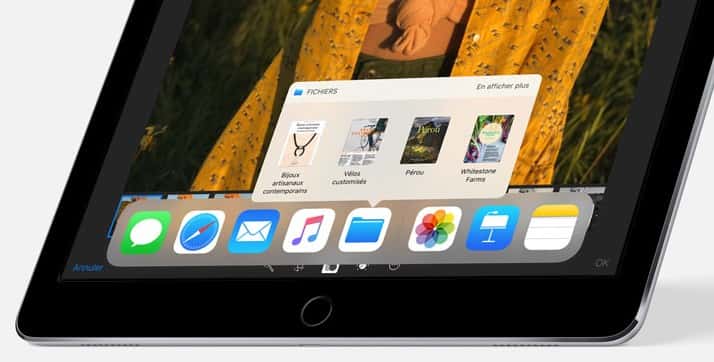 Le Dock de l’iPad gère le multitâche et le glisser-déposer. © Apple 