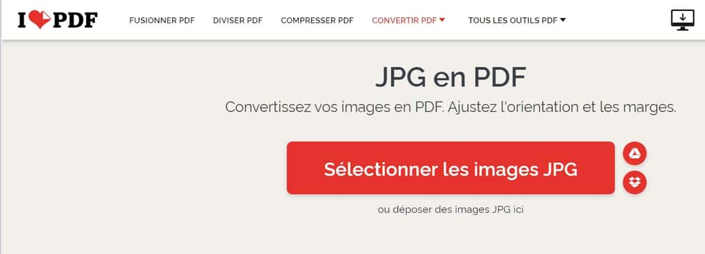 Sélection de fichiers depuis iLovePDF. © iLovePDF