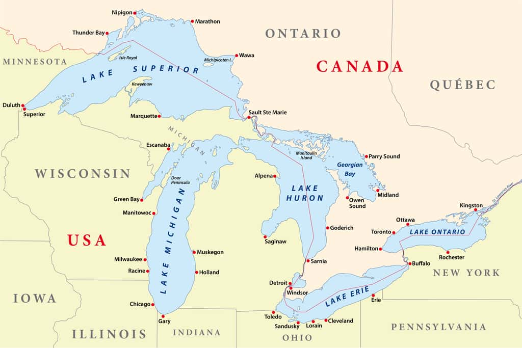 Le lac Huron est l'un des cinq Grands Lacs d'Amérique du Nord, il contient des bactéries comparables à celles qui se sont développées au début de l'Histoire de la Vie sur Terre. © lesniewski, Adobe Stock