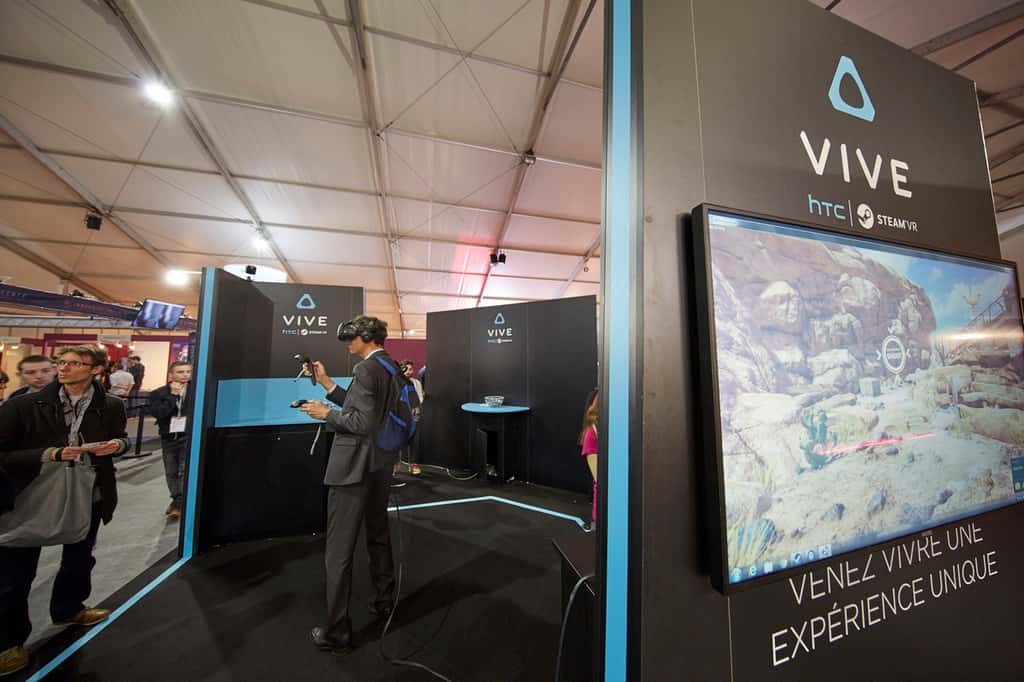HTC et Microsoft ont fait le déplacement au salon Laval Virtual, mais pas Oculus VR, le fabricant du casque Oculus Rift propriété de Facebook. © Laval Virtual