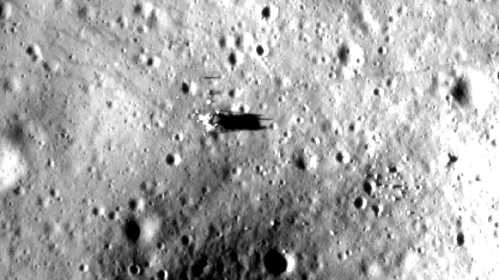 Le site d'Apollo 12 vu par Chandrayaan-2. © Organisation indienne de recherche spatiale (Isro)
