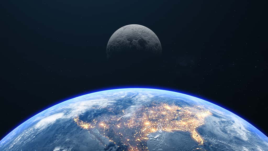 La Lune, par son attraction gravitationnelle, influence la rotation de la Terre. © brutto film, Adobe Stock
