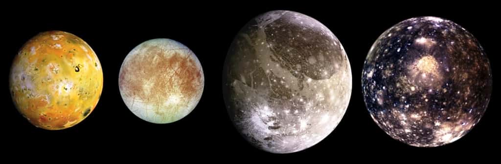 Io, Europa, Ganymède et Callisto, les quatre principales lunes de Jupiter © Nasa