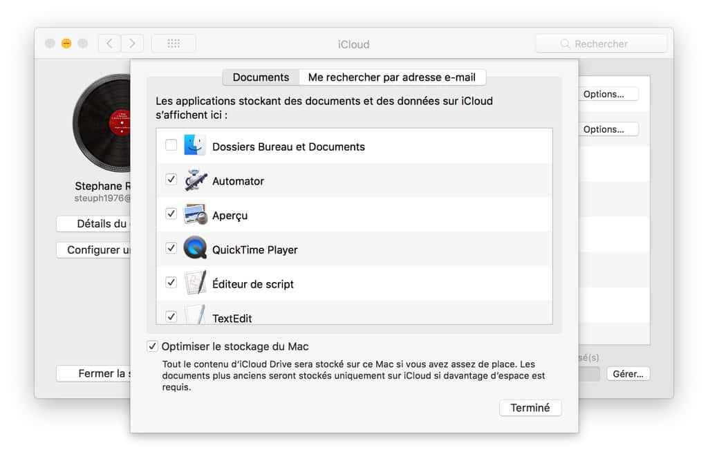 Réglages iCloud dans Préférences Système. © Apple