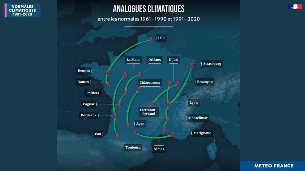 L'évolution du climat en France entre les années 1970 et 2000. © Météo France