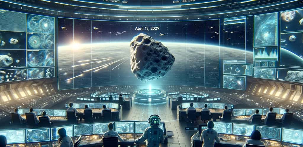 En avril 2029, un astéroïde nommé Apophis survolera de très près la Terre. © XD, Futura avec DALL-E