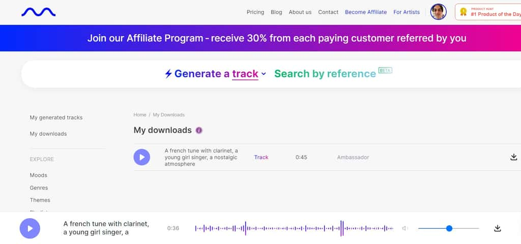 Cette application propose une large panoplie de services pour qui veut générer de la musique libre de droit. © Mubert