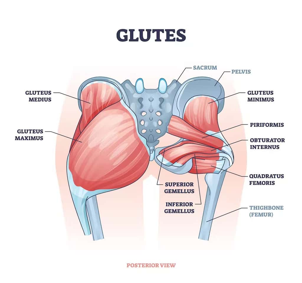 Les trois muscles glutéaux sont indépendants, mais ils fonctionnent conjointement. © Shutterstock