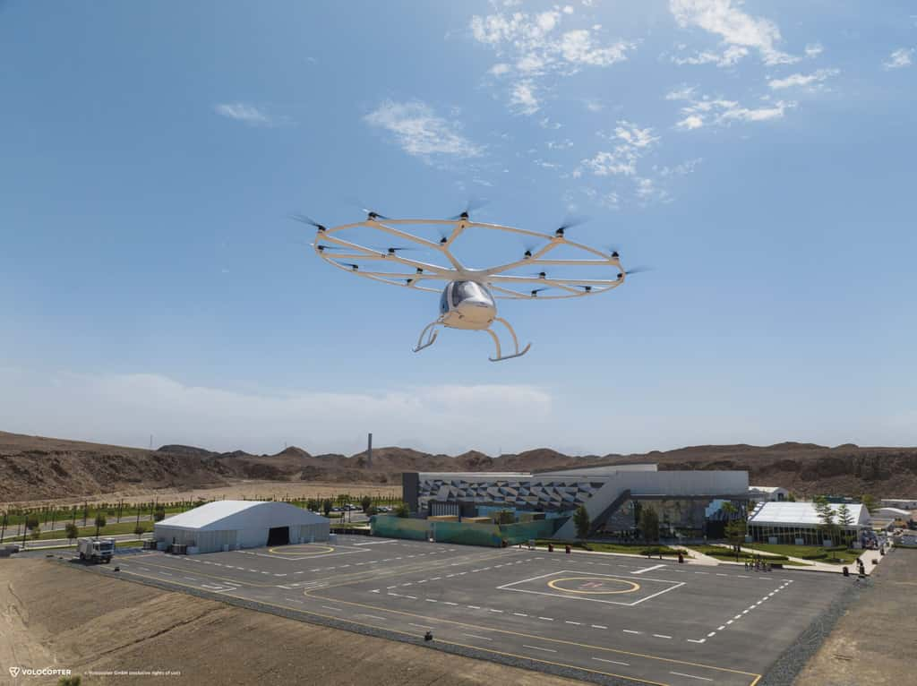 Un des premiers vols d'essai des taxis volants. © Volocopter