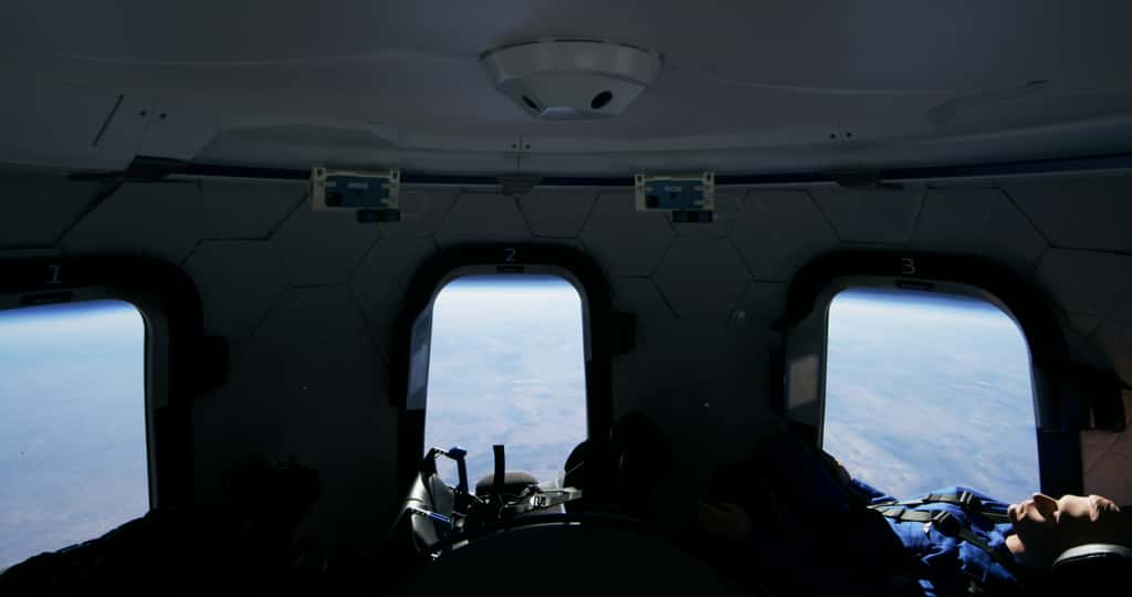 À l'intérieur de la Crew Capsule lors du vol test du 14 janvier 2021. © Blue Origin