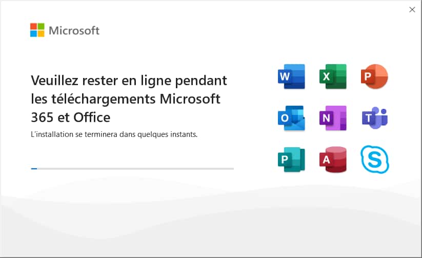 Téléchargement des 9 applications qui composent Office365. © Microsoft