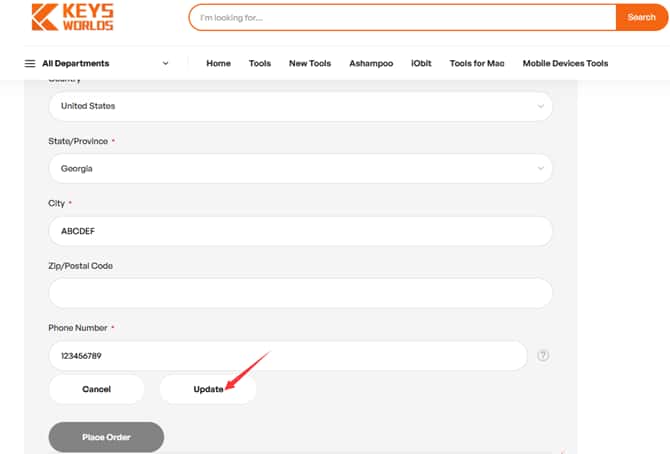Avant de cliquer sur "update" ou "mettre à jour"