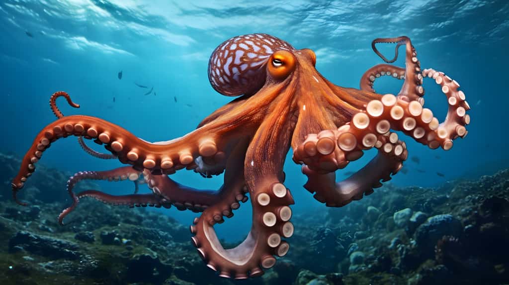 Fascinante pieuvre qui voit les choses en grand avec ses huit tentacules, ses neuf cerveaux et ses trois cœurs. © Florian, Adobe Stock