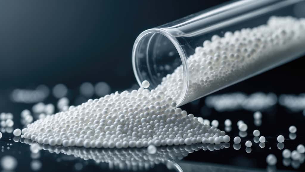 Une équipe a étudié l'effet des particules de polystyrène sur les cellules placentaires. © GenZGraphics, Adobe Stock (image générée avec IA) Une équipe a étudié l'effet des particules de polystyrène sur les cellules placentaires. © GenZGraphics, Adobe Stock (image générée avec IA)