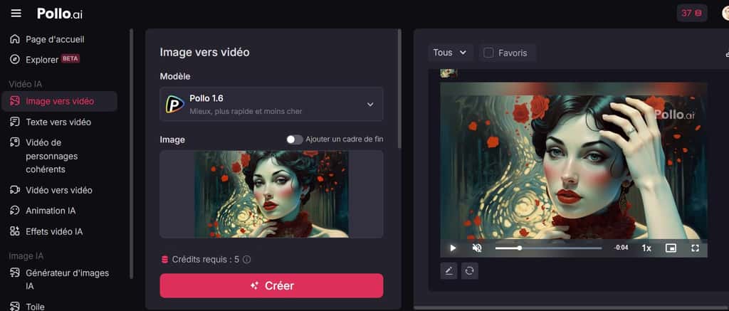 Pollo.ai propose plusieurs services de création vidéo et le rendu de ses clips est fort satisfaisant. © Pollo Pollo.ai propose plusieurs services de création vidéo et le rendu de ses clips est fort satisfaisant. © Pollo