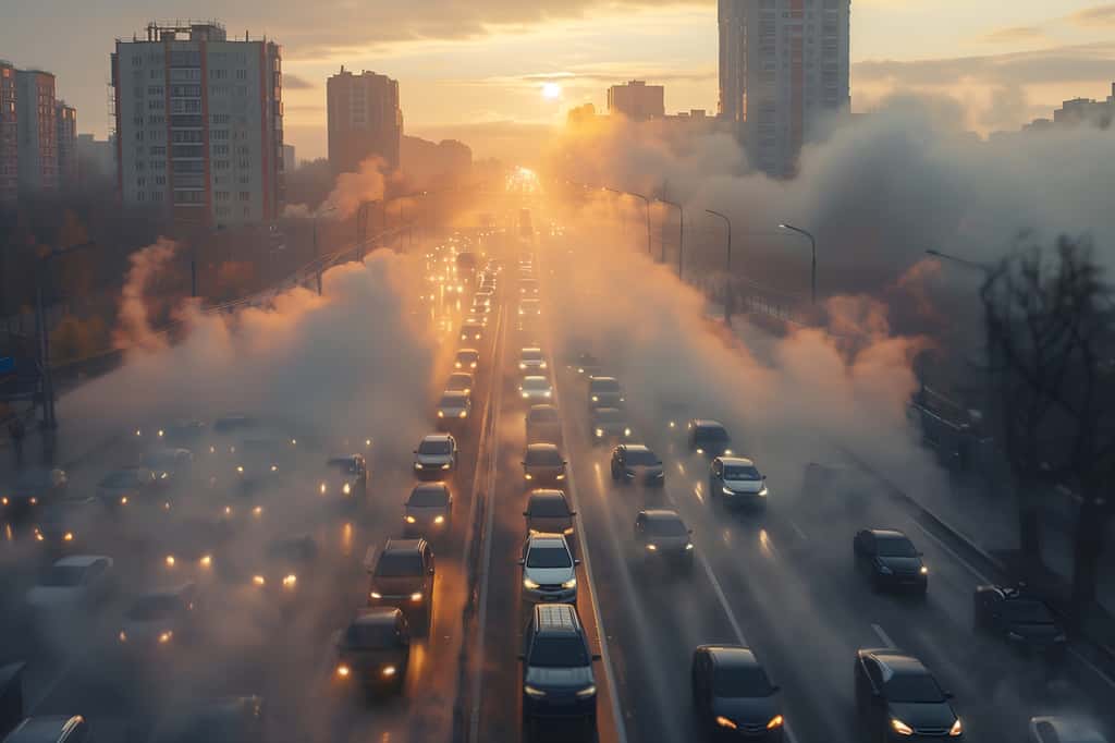 Le trafic routier est l'un des principaux polluants atmosphériques. Ses émissions de particules fines et de dioxyde d'azote peuvent pénétrer dans le corps et accroître le risque de démence. © ArtMajestic, Adobe Stock