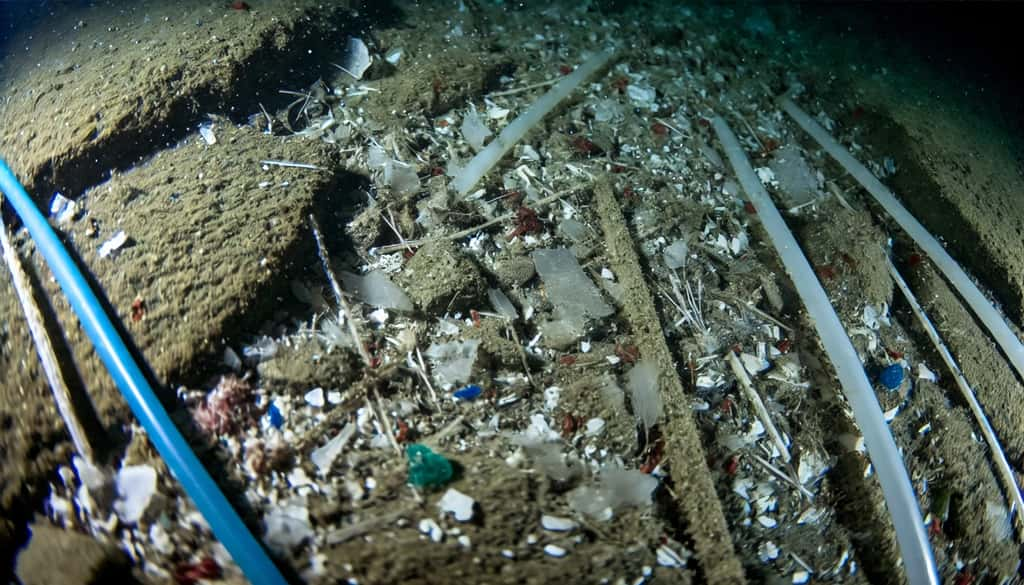 Selon le Parlement européen, « chaque année, entre 4,8 et 12,7 millions de tonnes de plastique terminent dans les océans ». Image générée à l'aide d'une IA. © XD, Futura avec Dall-e