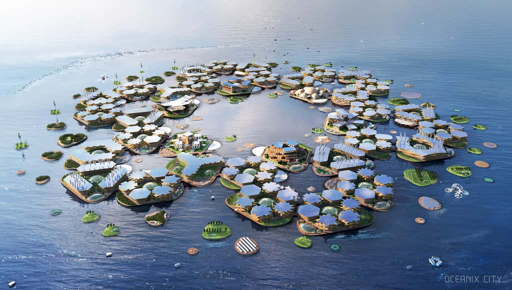 Oceanix Busan serait une solution adaptable, évolutive et inclusive pour vivre sur l'eau. © Groupe OCEANIX-BIG-Bjarke Ingels