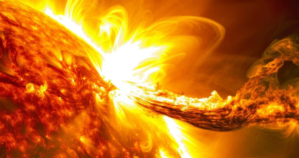 L’activité de notre Soleil continue de s’intensifier. Il vient même de connaître une éruption majeure. Image générée à l'aide d'une IA. © BackgroundWorldn, Adobe Stock