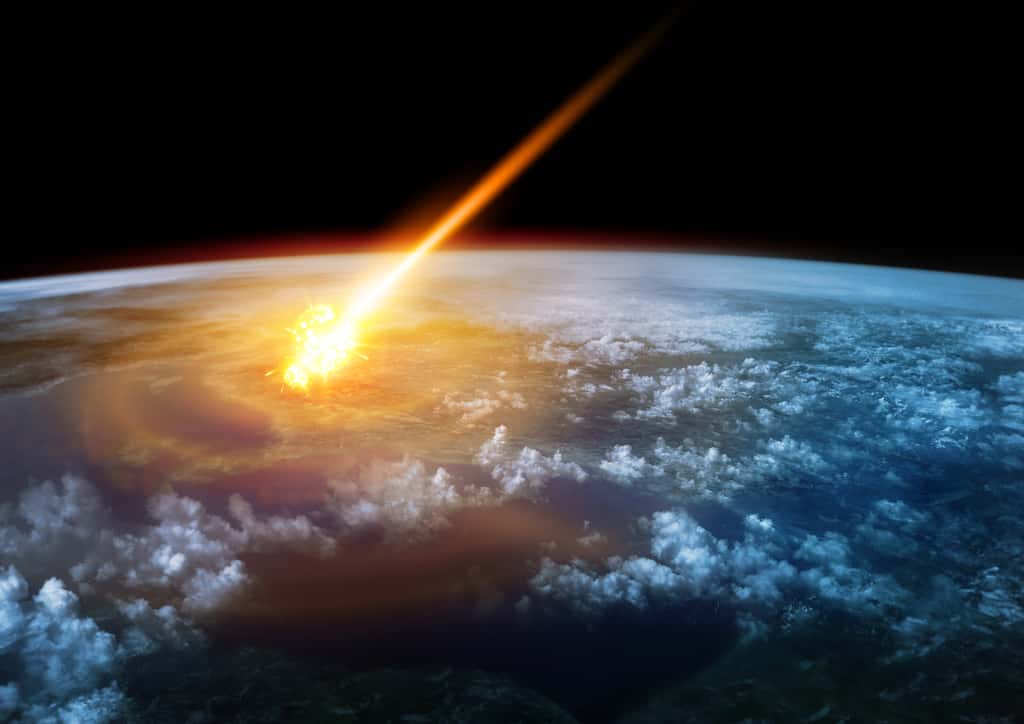 Une météorite géante frappant la Terre embrase l’atmosphère à plus de 1.000 °C et entraîne de gigantesques tsunamis. © James Thew, Fotolia