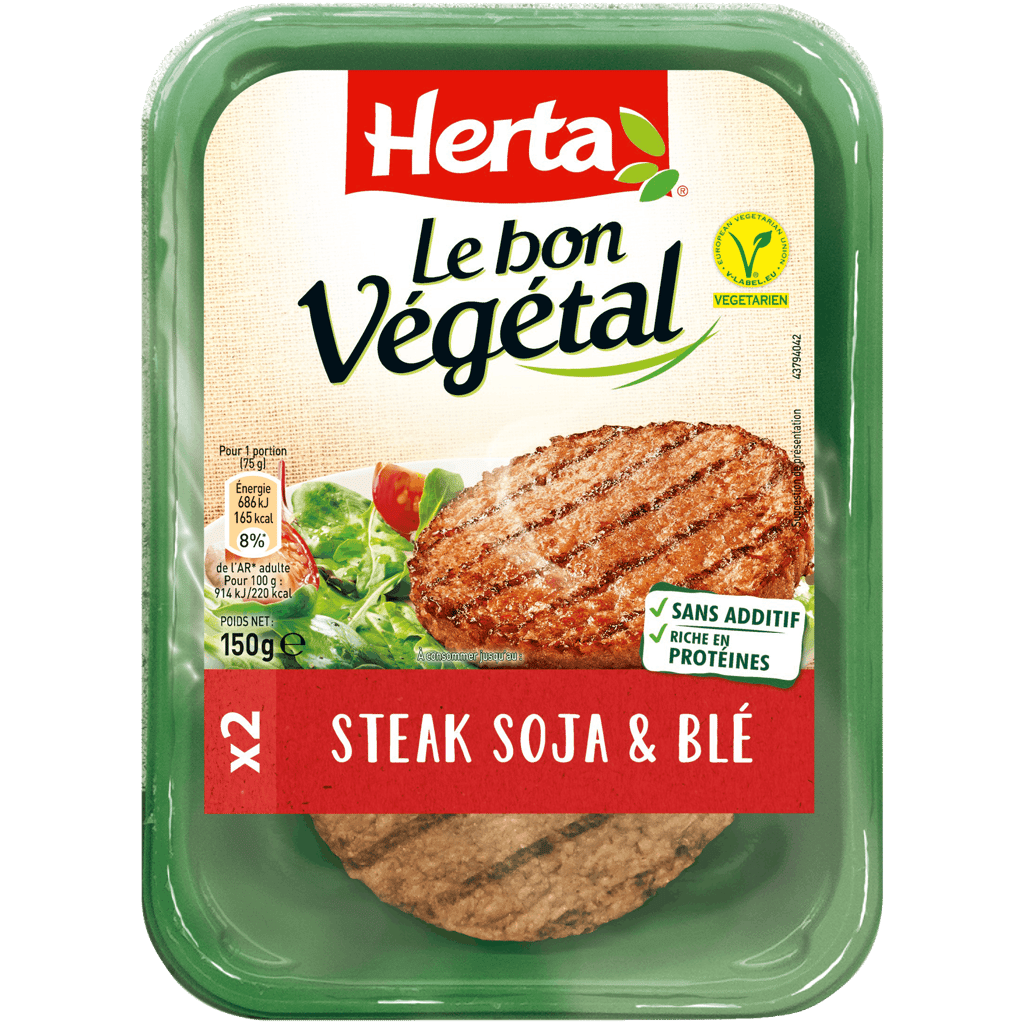 Un steak végétal est plus gras et calorique qu’un steak de bœuf. © Herta