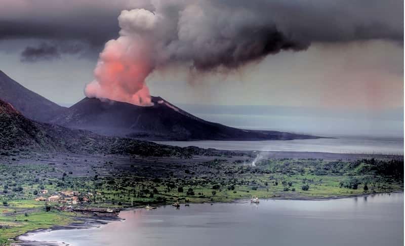L’éruption du volcan Tavurvur en Papouasie Nouvelle-Guinée en août 2014. © Lawrence Livermore National Laboratory