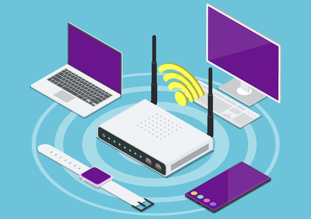 Le routeur distribue le signal Internet aux différents appareils. © Jiw Ingka, Adobe Stock