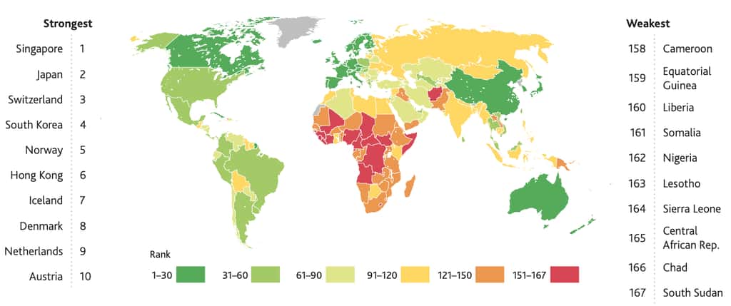 Singapour, le Japon et la Suisse sont les pays avec le meilleur système de santé au monde. © Legatum Institute