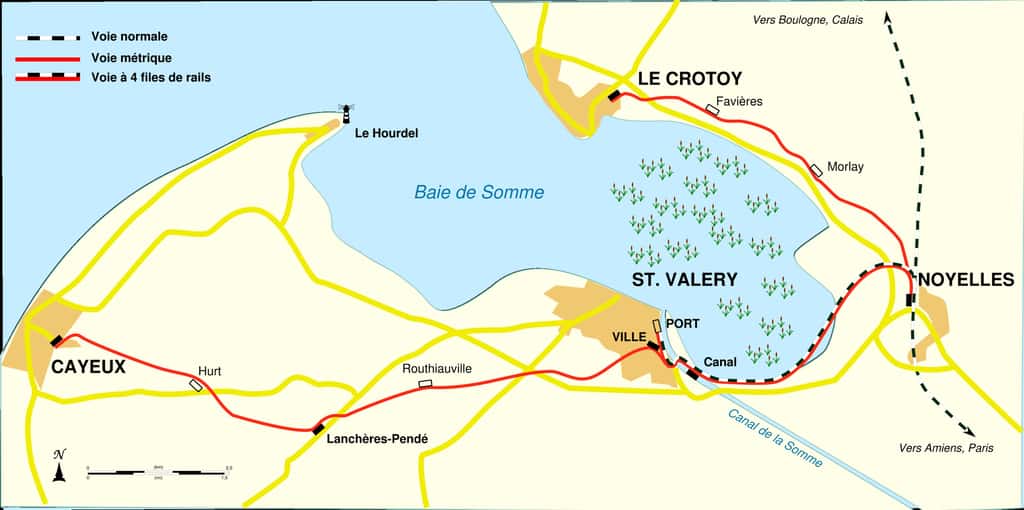 Le plan du chemin de fer de la Baie de Somme, le réseau du CFBS. © Hektor, CC by-sa 3.0