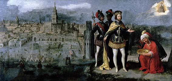 La capture de Séville par Ferdinand III en 1248. Peinture de Francisco Pacheco en 1625. © <em>Wikimedia Commons</em>, domaine public