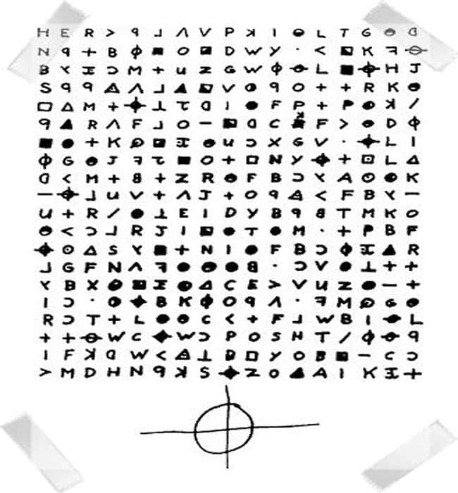 Z340 : le second cryptogramme du zodiaque avec son logo en signature. © Zodiac killer,<em> wikimedia commons</em>, DP