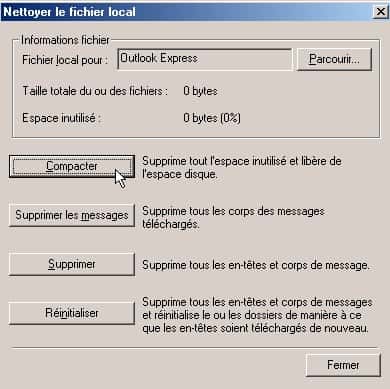 Nettoyage manuel des dossiers Outlook Express. Crédit : Futura-Techno