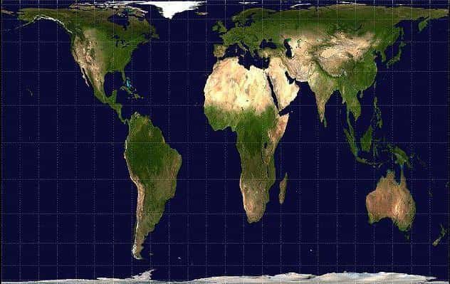 La projection de Peters de la Terre. © Penard, <em>Wikimedia commons,</em> DP