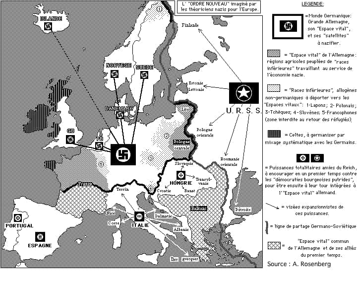 L’ordre nouveau imaginé par Alfred Rosenberg et Richard Walther Darré avec le pacte germano-soviétique. © Spiridon Ion Cepleanu, <em>Wikimedia Commons</em>, CC by-sa 3.0