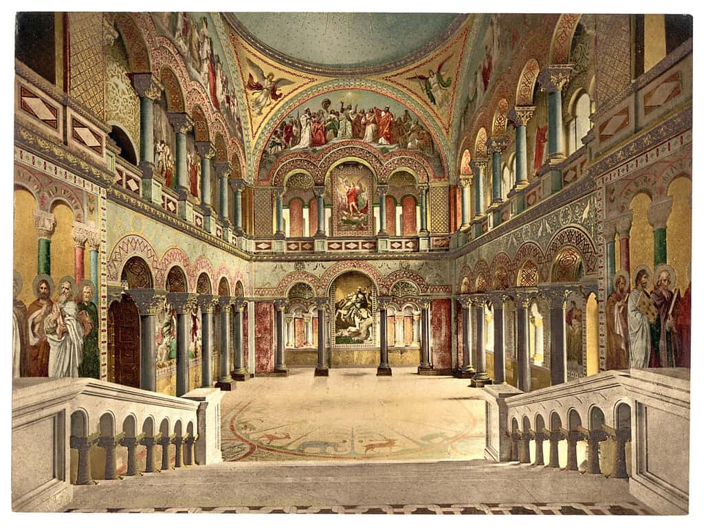 Photochrome de la salle du trône, entre 1890 et 1900 © Bibliothèque du Congrès, États-Unis, <em>Wikimedia Commons, </em>Domaine public<em> </em>