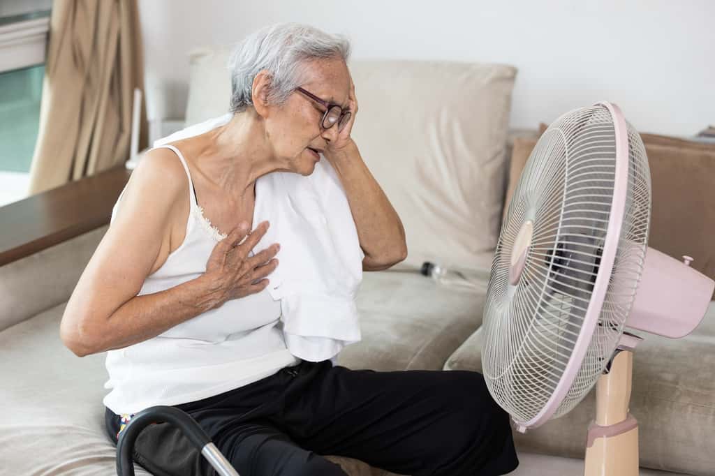 La chaleur est particulièrement difficile à vivre pour les personnes âgées. Elles sont plus susceptibles de souffrir d’autres affections, telles que des maladies cardiovasculaires ou respiratoires, qui les rendent vulnérables. © Satjawat, Adobe Stock